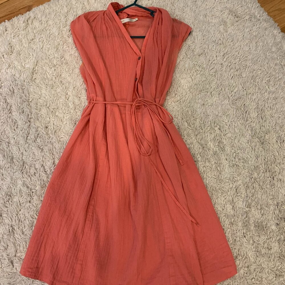 Beklina jpark gauzy linen dress - universal size Pink/Salmon color, early 2000s